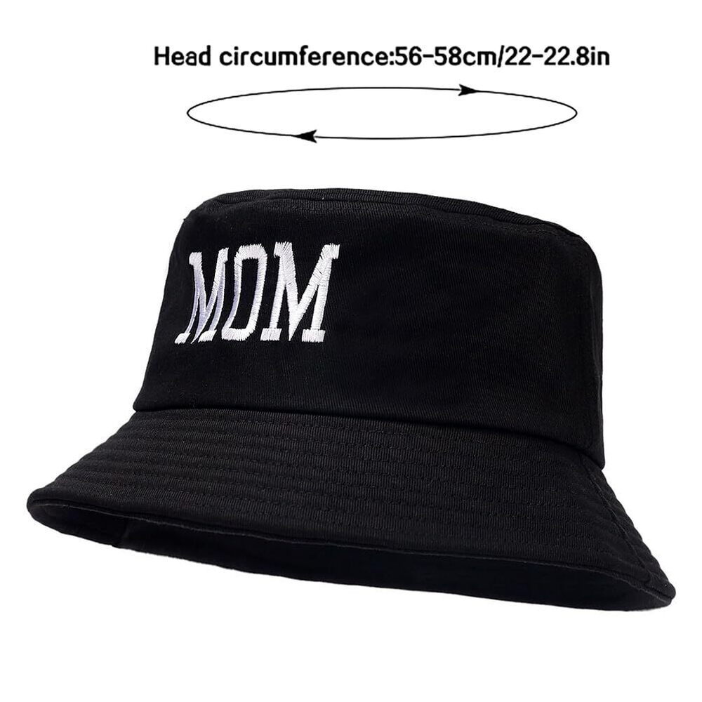 9123 Mom Black Fashion Embroidery Bucket Hat Cotton Beach Fisherman Hats View 6